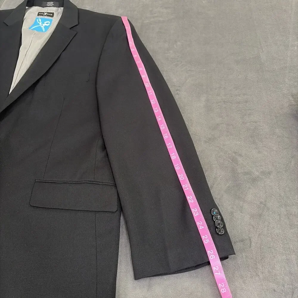 Marc Ecko Suit Black Rayon Polyester Jacket Sport Coat Pants 44R 38Wx29 Chrty